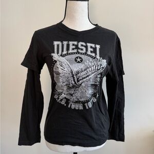Diesel Black Long Sleeve Graphic Tee